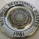 NATIONAL BICENTENNIAL DEBATES 1981 COUNCIL THIRTEEN ORIGINAL STATES PEWTER PLATE