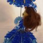 VINTAGE BLUE ROSETTE BEADS DOLL WITH UMBRELLA