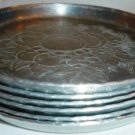 VINTAGE EVERLAST HAMMERED ALUMINUM COASTERS FRUIT DESIGN SET OF 6 NEW
