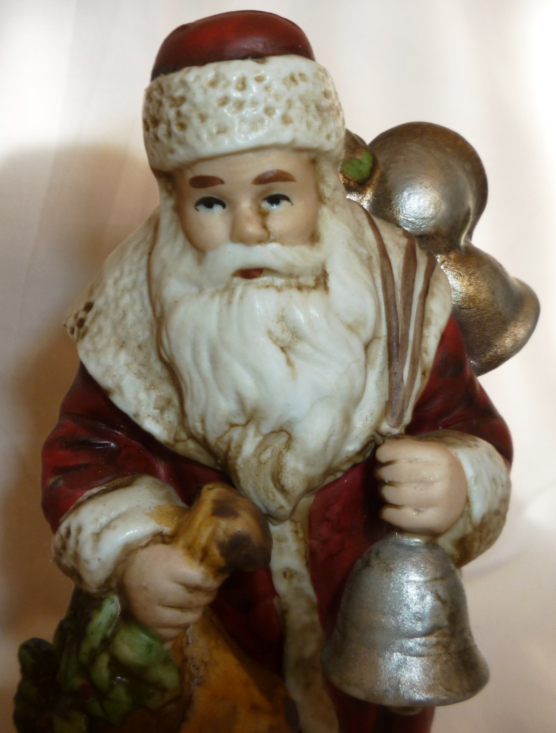 SANTA CLAUS SHOPPE ST.NICHOLAS CIRCA 1900 PORCELAIN FIGURINE W/BELLS ...