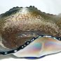 ANTIQUE FENTON BLUE CARNIVAL GLASS CONVOLUTED CANDY BOWL DISH WITH HANDLES