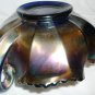 ANTIQUE FENTON BLUE CARNIVAL GLASS CONVOLUTED CANDY BOWL DISH WITH HANDLES