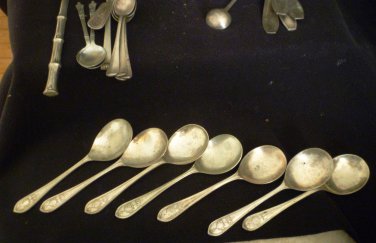 RARE ANTIQUE ENGLAND SILVERPLATED SHEFFIELD reg 804328 DESERT SPOONS SET OF 7