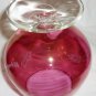 VINTAGE CRANBERRY PINK GLASS ETCHED WHEAT COGNAC BRANDY BALL SNIFFER