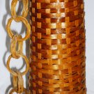 VINTAGE UNIQUE WICKER RATTAN WEAVED COVERED WIND CHIME IRON BELL