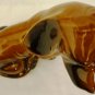 BEAUTIFUL COLLECTIBLE DACHSHUND FIGURINE BROWN GLAZED CERAMIC BRAZIL