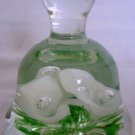 BEAUTIFUL MURANO ITALY GLASS BELL PAPER WEIGHT WHITE LILIES FLOWERS