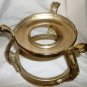 VINTAGE SILVERPLATED ROUND CHAFING LIDDED DISH WITH GLASS LINER WOOD HANDLE