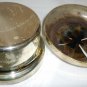 VINTAGE SILVERPLATED ROUND CHAFING LIDDED DISH WITH GLASS LINER WOOD HANDLE