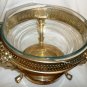 VINTAGE SILVERPLATED ROUND CHAFING LIDDED DISH W/ GLASS LINER PERFORATED DESIGN