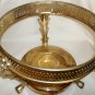VINTAGE SILVERPLATED ROUND CHAFING LIDDED DISH W/ GLASS LINER PERFORATED DESIGN