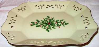 LENOX DIMENSION COLLECTION PIERCED CHRISTMAS PORCELAIN CANDY COOKIE DISH