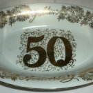 VINTAGE NOROREST FINE CHINA OVAL PLATTER 50TH GOLDEN ANNIVERSARY GOLD EMBOSSED