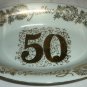 VINTAGE NOROREST FINE CHINA OVAL PLATTER 50TH GOLDEN ANNIVERSARY GOLD EMBOSSED