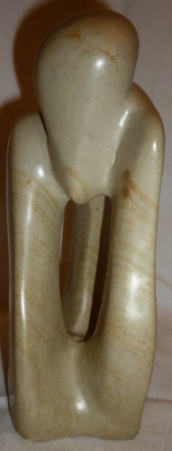 INTERESTING SOAPSTONE ABSTRACT FIGURINE SITTING MAN RODIN