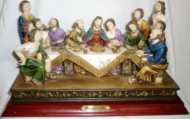 COLORFUL SANTINI LIKE FIGURINE 'LAST SUPPER' CHRISTIANITY RELIGIOUS RESIN