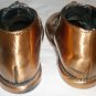 VINTAGE COPPER PLATED LEATHER BABY BOOTIES SHOES FIGURINE