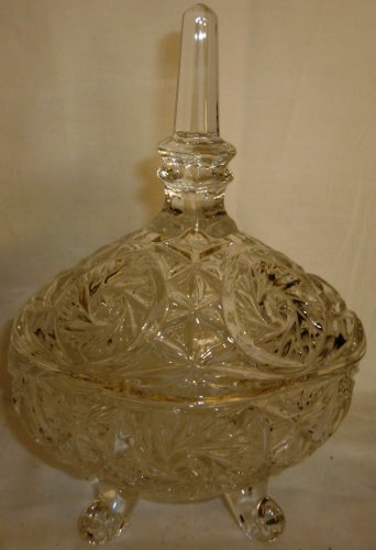 VINTAGE LEAD CRYSTAL FOOTED BON BON COVERED FOOTED DISH