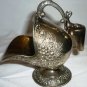 VINTAGE SILVER & GOLD PLATED OPEN SUGAR SCUTTLE & SCOOP FLORAL DESIGN