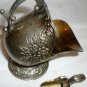 VINTAGE SILVER & GOLD PLATED OPEN SUGAR SCUTTLE & SCOOP FLORAL DESIGN