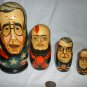 UNIQUE CARVED & HANDPAINTED SET/5 NESTING DOLLS MOST POWERFUL WORLD LEADERS 90th