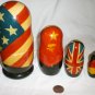 UNIQUE CARVED & HANDPAINTED SET/5 NESTING DOLLS MOST POWERFUL WORLD LEADERS 90th