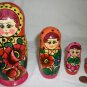 VINTAGE TRADITIONAL RUSSIAN MATRESHKA NESTING DOLLS SET/4 CARVED HANDPAINTED DOT