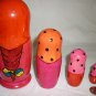 VINTAGE TRADITIONAL RUSSIAN MATRESHKA NESTING DOLLS SET/4 CARVED HANDPAINTED DOT