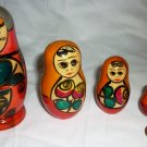 VINTAGE CARVED & HANDPAINTED MATRESHKA NESTING DOLL SET 5 RUSSIAN