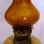 DECORATIVE HURRICANE OIL LAMP MARBLE BASE AMBER GLASS