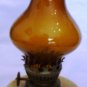 DECORATIVE HURRICANE OIL LAMP MARBLE BASE AMBER GLASS