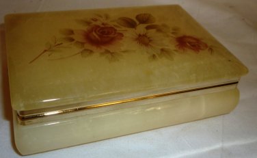 BEAUTIFUL MARBLE JEWELRY TRINKET BOX FLOWER DESIGN HIMARK MADE IN ITALY
