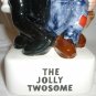 CHARMING VINTAGE CERAMIC HUMOROUS FIGURAL DECANTER BOTTLE 'JOLLY TWOSOME' JAPAN