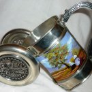 HANDCRAFTED PEWTER WINE BOTTLE CANNON HOLDER PAINTED SCENERY BOLIVIA CREATIONS