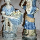 CHARMING FRENCH COUNTRY BOY & GIRL PORCELAIN FIGURINE FLOWER SELLERS W/BASKETS
