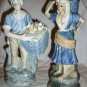 CHARMING FRENCH COUNTRY BOY & GIRL PORCELAIN FIGURINE FLOWER SELLERS W/BASKETS