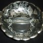 VINTAGE INDIANA GLASS DIVIDED CONDIMENT BALL DISH SILVER OVERLAY POPPIES