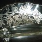 VINTAGE INDIANA GLASS DIVIDED CONDIMENT BALL DISH SILVER OVERLAY POPPIES