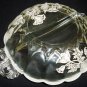 VINTAGE INDIANA GLASS DIVIDED CONDIMENT BALL DISH SILVER OVERLAY POPPIES