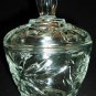 VINTAGE CUT CLEAR CRYSTAL GLASS STARS LIDDED CONDIMENT DISH