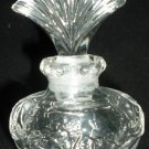 VINTAGE PRESSED GLASS ORNATE PERFUME BOTTLE WITH STOPPER VANITY