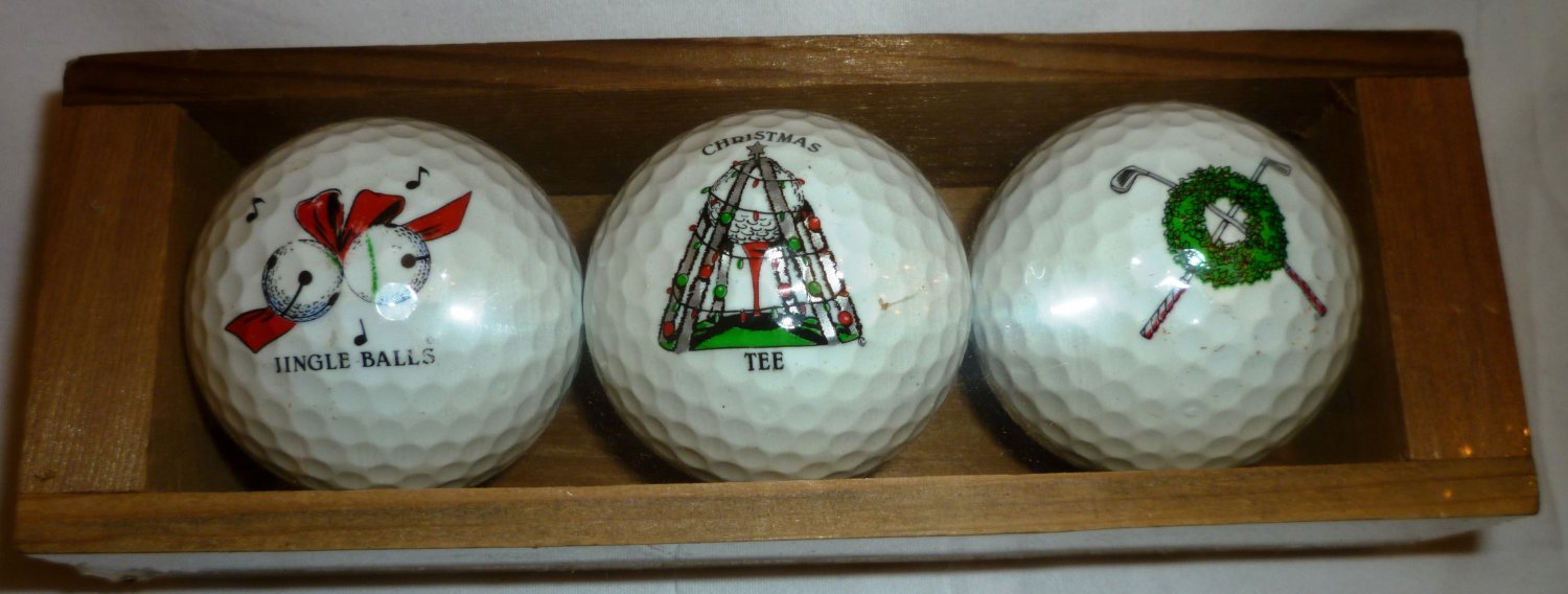 SPALDING UNIQUE EXPRESSIONS CHRISTMAS DECOR GOLF BALL SET OF 3 NMB