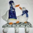 PORCELAIN WALL MOUNT TWO PAIR DUCKS HOOKS KITCHEN CHILD ROOM DECOR