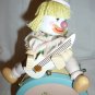 VINTAGE CHARMING MECHANICAL SAN FRANCISCO MUSIC BOX WOODEN CLOWN PLAYING GUITAR