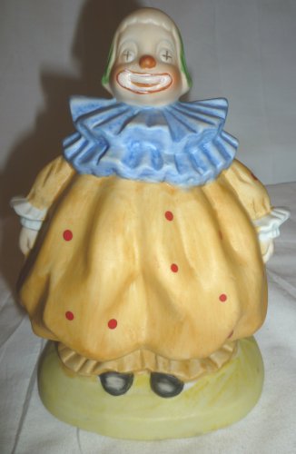 CHARMING PORCELAIN BISQUE ORANGE OUTFIT CLOWN FIGURINE