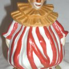 CHARMING PORCELAIN BISQUE WHITE & RED STRIPED OUTFIT CLOWN FIGURINE