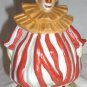 CHARMING PORCELAIN BISQUE WHITE & RED STRIPED OUTFIT CLOWN FIGURINE