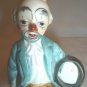 VINTAGE HANDPAINTED BISQUE CERAMIC CLOWN FIGURINE WITH DRUM