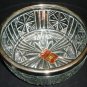 VINTAGE CUT CLEAR LEAD CRYSTAL GLASS BOWL SILVERPLATE TRIM BOWL FRUIT ENGLAND