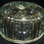 VINTAGE CUT CLEAR LEAD CRYSTAL GLASS BOWL SILVERPLATE TRIM BOWL FRUIT ENGLAND